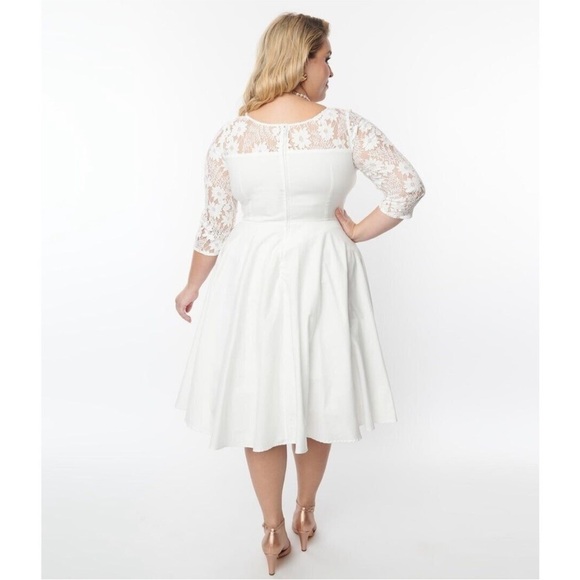 NWT Timeless Neck Lace Dress 1950s Retro Style Wedding, Events Dress Sz 18 - Picture 4 of 15